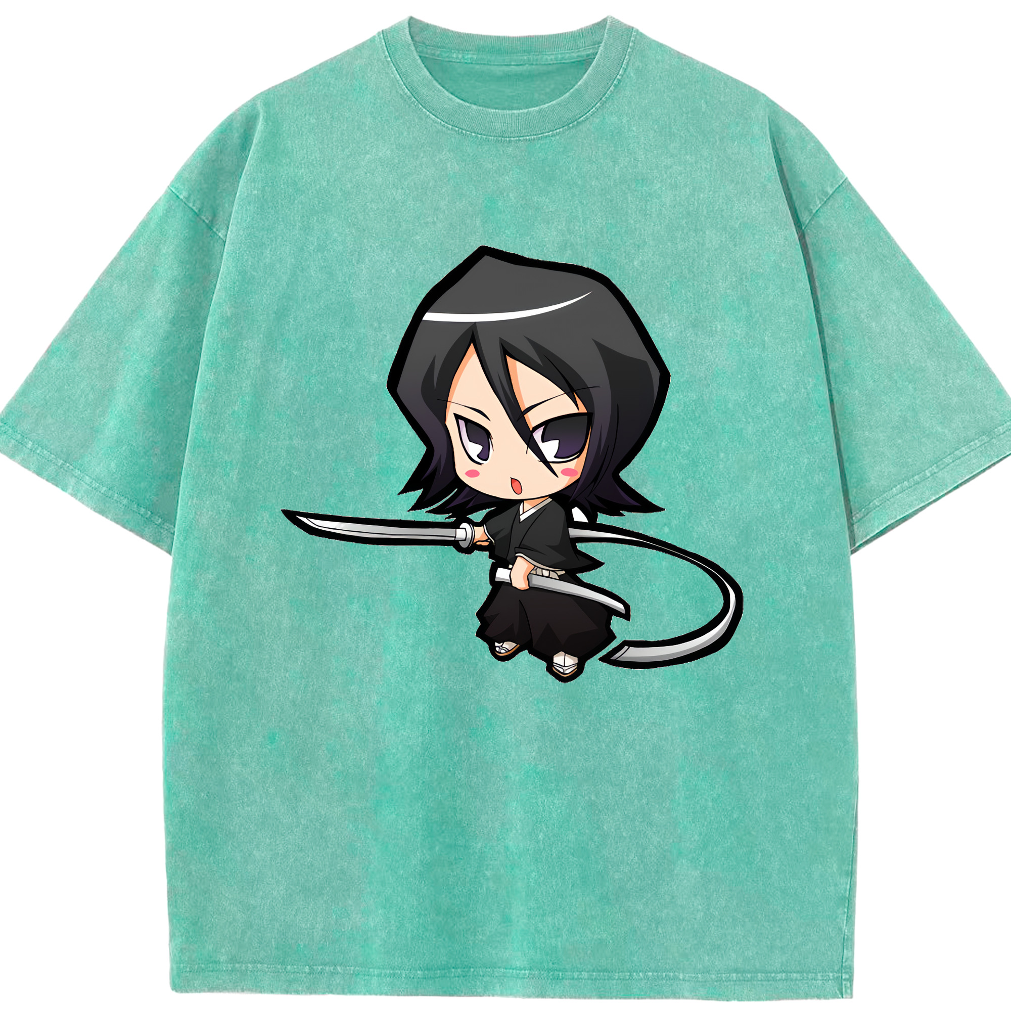（画像用） ブリーチ 朽木ルキア BLEACH Kuchiki Rukia 綿100% ヴィンテージ風 半袖Tシャツ（フロントプリント）